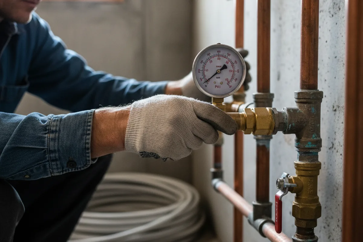 Pressure testing a repaired line during Water Line Repair in Paradise